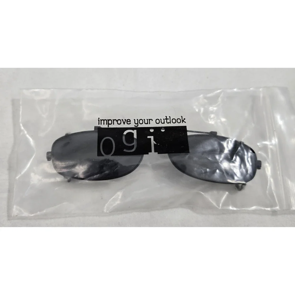 OGI‎ Clip On Sunglasses Eyeglasses Accessory Black Oval Lenses Polarized